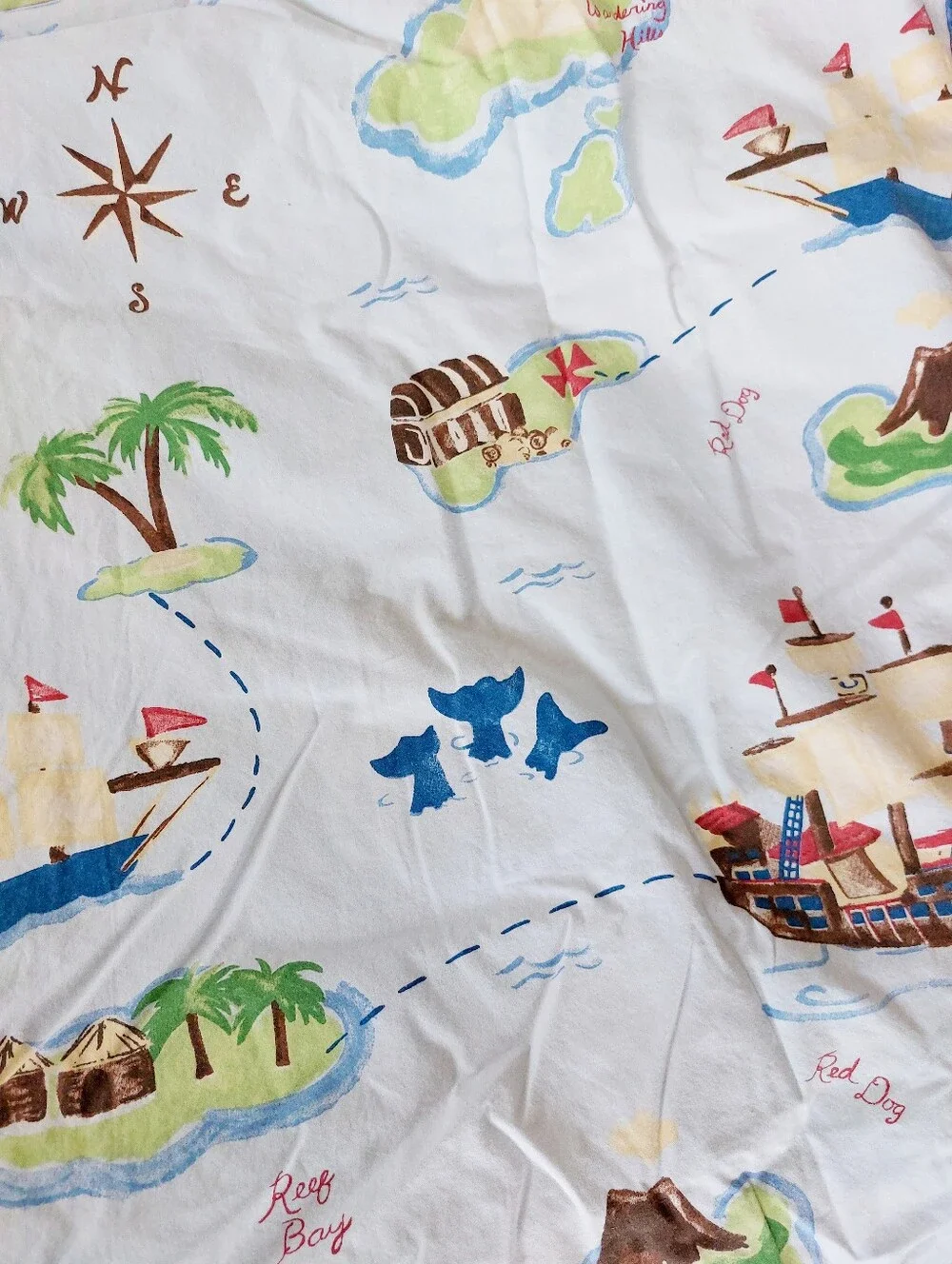 Duvet Cover Twin Size Pirate Ship Treasure Map Pottery Barn Kids Peter Pan Capta